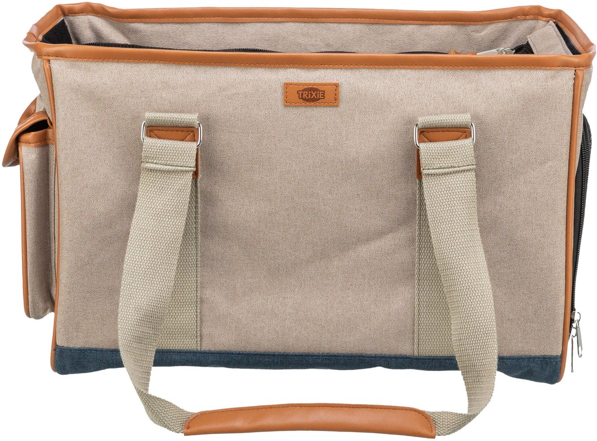Hondentas Trixie Elisa - Zandkleur, Comfortabel, 41x20x26 cm, Met Korthouder en Buitenvakken