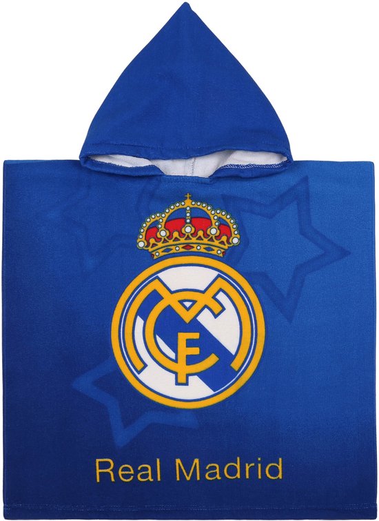 Serviette de bain enfant Real Madrid, Poncho à capuche à séchage rapide pour enfants 55 x 110 cm OEKO-TEX