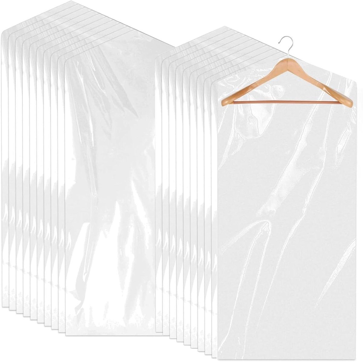 Allecto Plus - Grote transparante kledingzakken (30 stuks) voor pakken, jurken, colberts en overhemden - Beschermhoezen voor kleding - Ideaal voor droogreiniging - 60 x 120 cm