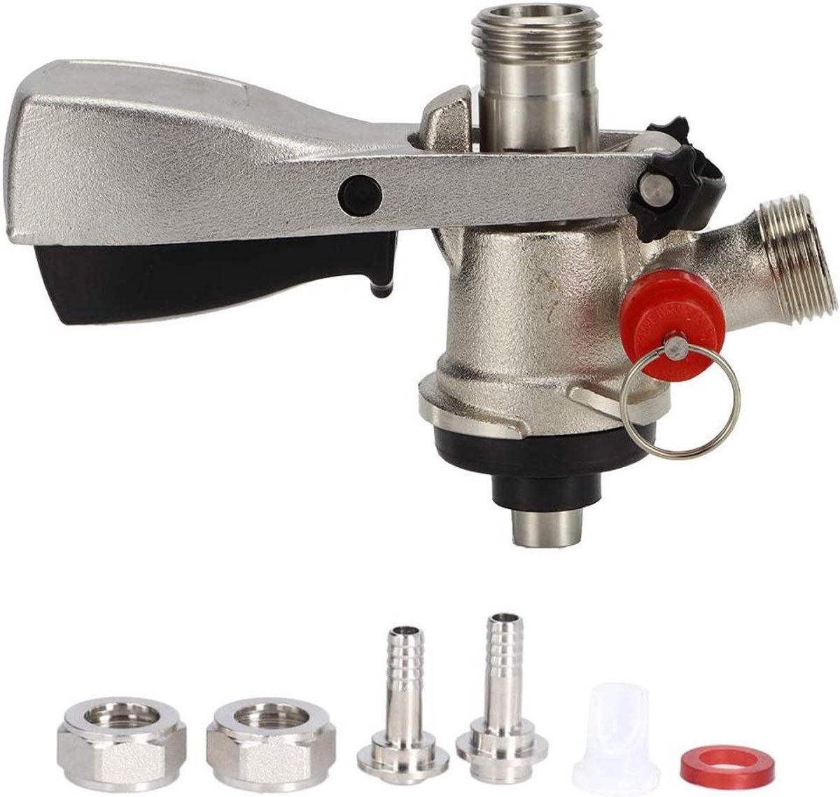Allecto Plus - Biervat Koppeler met Drukontlastingsklep van Messing en 304 RVS - Diepbierapparatuur voor Thuis - Biersysteem met G5/8 S Type - Optimaliseer met 2 zoekwoorden