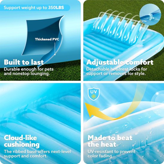 Tanning Pool Bed - Luchtbed Zwembad Opblaasbaar - Blauw