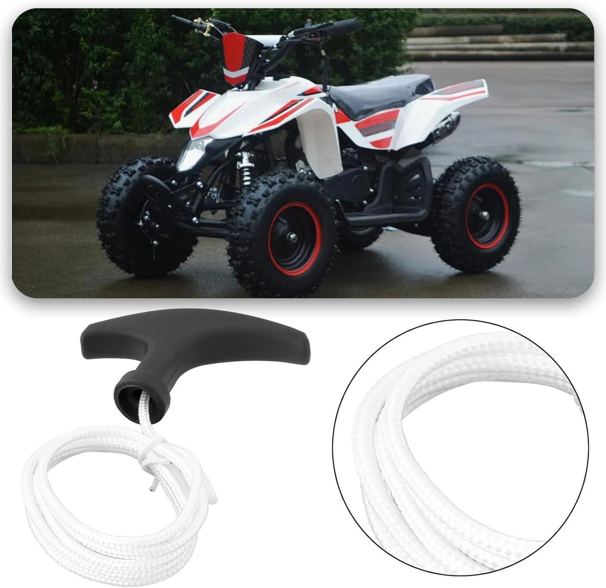 Allecto Plus - Mini Quad Bike Starterkoord Set - 49cc - Trekkoord Lengte 950mm - Geschikt voor Mini Moto Quad Fietsen en Mini ATV's