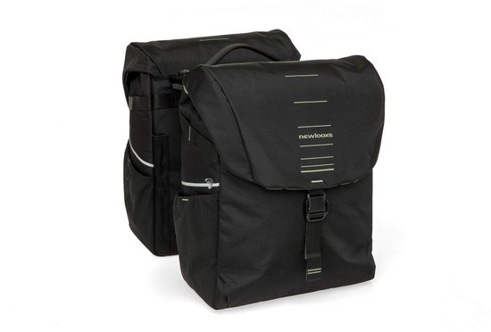 New Looxs ® Vigo Double MIK 2.0 - Dubbele Fietstas - Geschikt voor Elektrische Fietsen – Gerecycled Materiaal - 40 Liter – Zwart - Groen