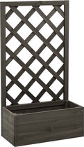 Plantenbak met klimrek - Bloembak - Weerbestendig - Met trellis - Buiten - Hout - Plantenrek - 18 Liter - Grijs