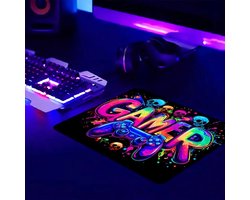 Petit tapis de souris Gaming 20 x 24 cm – Antidérapant et lavable – Imprimé GAMER coloré – Accessoire de bureau compact pour la maison et le travail