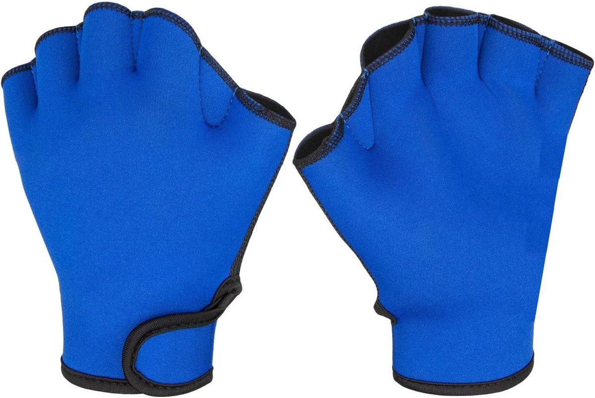 1 paar zwemhandschoenen, waterbestendigheidstraining, fitnessduiken, zwemhandvinnen, peddels, zwemuitrusting voor mannen en vrouwen, beginners - Koningsblauw - M