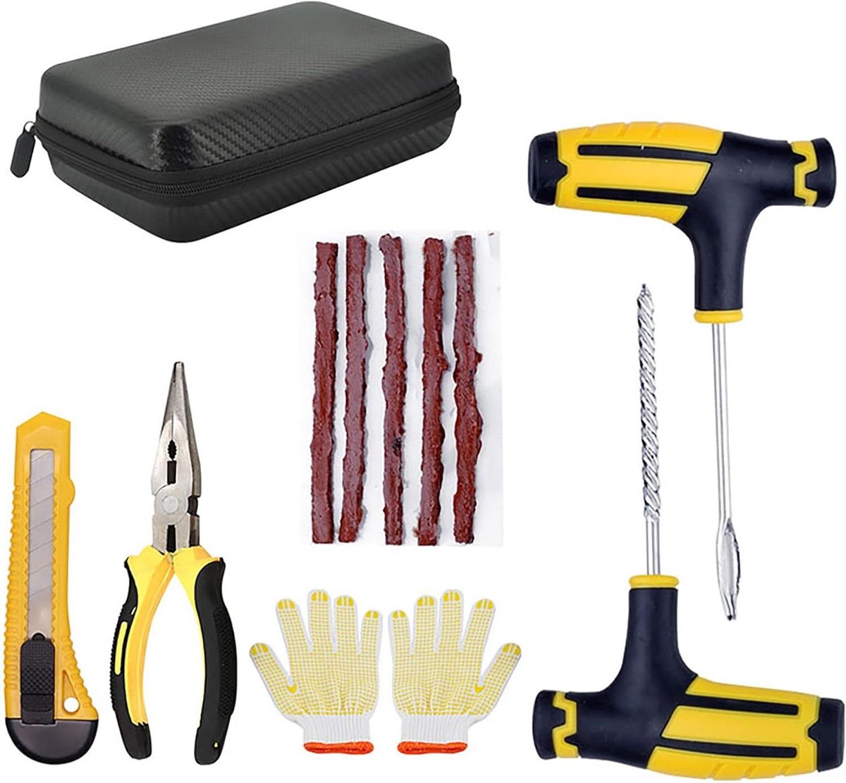 Allecto Plus - Bandenreparatieset voor auto's en motoren - Tubeless bandenreparatie - Reparatieset voor noodbanden - Punctiereparatieset voor voertuigen - Voor auto's, motoren, vrachtwagens en bestelwagens
