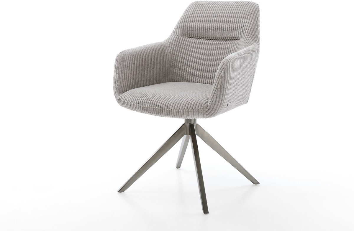 Eetkamerstoel Pejo-Flex kruisframe breed grafiet koord zilver grijs 360° draaibaar rocker-