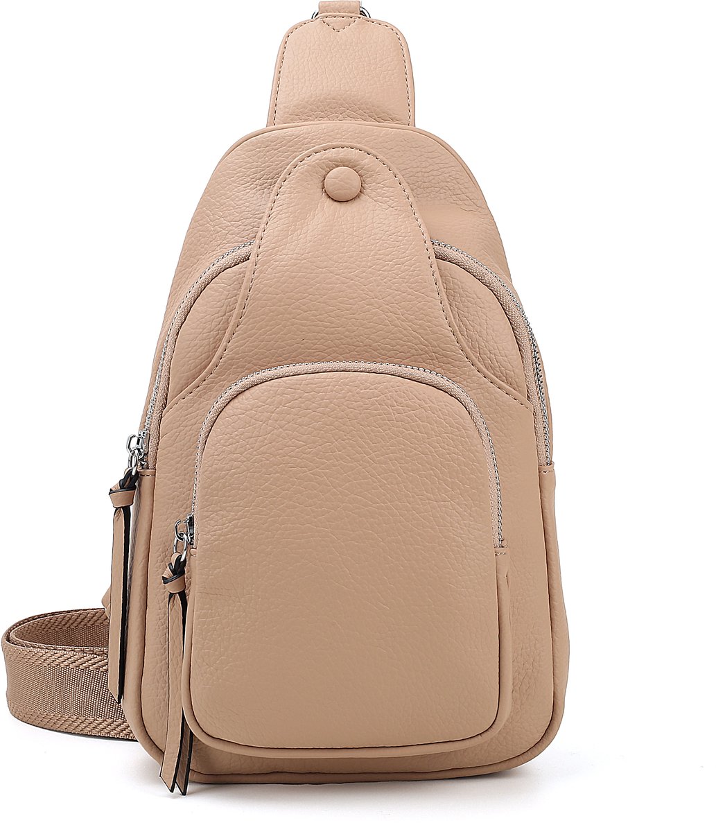 Dames Crossbody Rugzak Beige - Damestas Schuine Rugtas - Sling Bag - Trendy Dames Rugtas