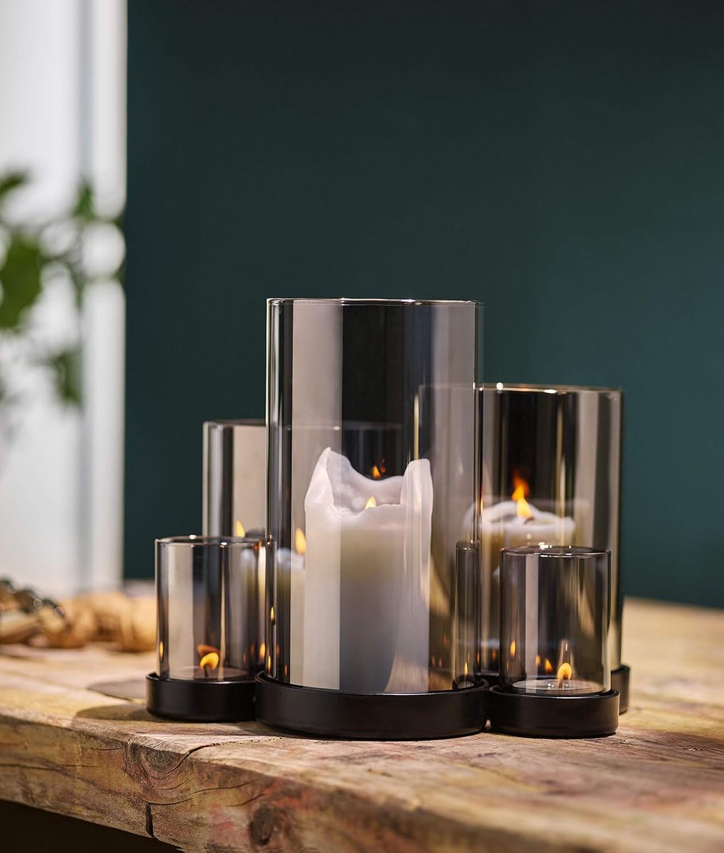 Lichterzee windlicht met spiegeleffect - sfeervol voor binnen of buiten - 1 stuk - 24 x 22 x 19 cm