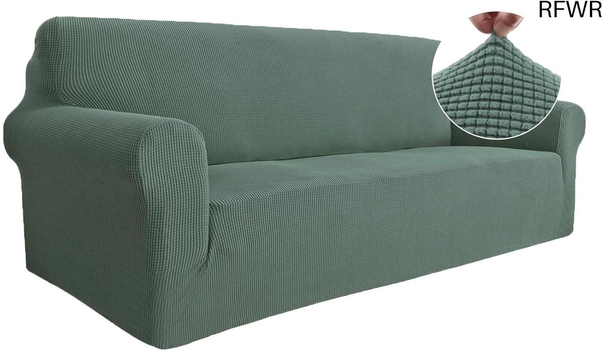 RFWR Rekbare Bankhoes 3 Zits voor Woonkamer - Krasbestendige en Antislip Meubelhoes in Groen