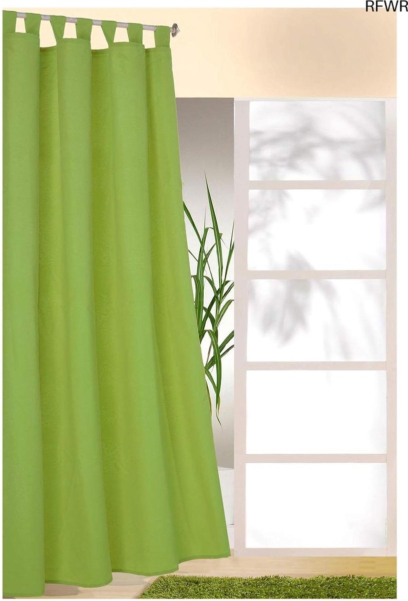 RFWR® Decoratief Gordijn met Lussen en Plooiband - Appelgroen, 245x140 cm - Lichtdoorlatend en Ondersteunend voor Gordijnsystemen