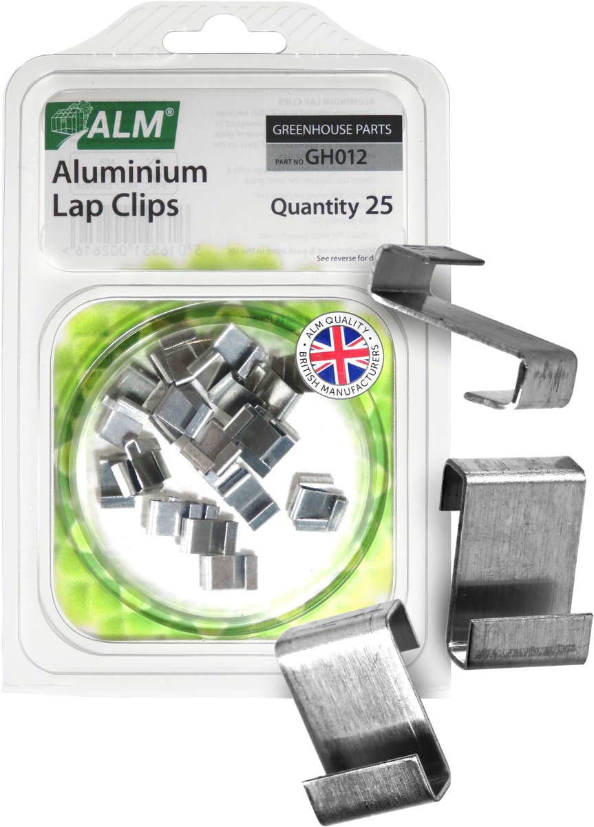 ALM glashaken - set van 25 stuks - voor 3mm glas - glasklemmen voor tuinkas broeikas en serre - glasclips