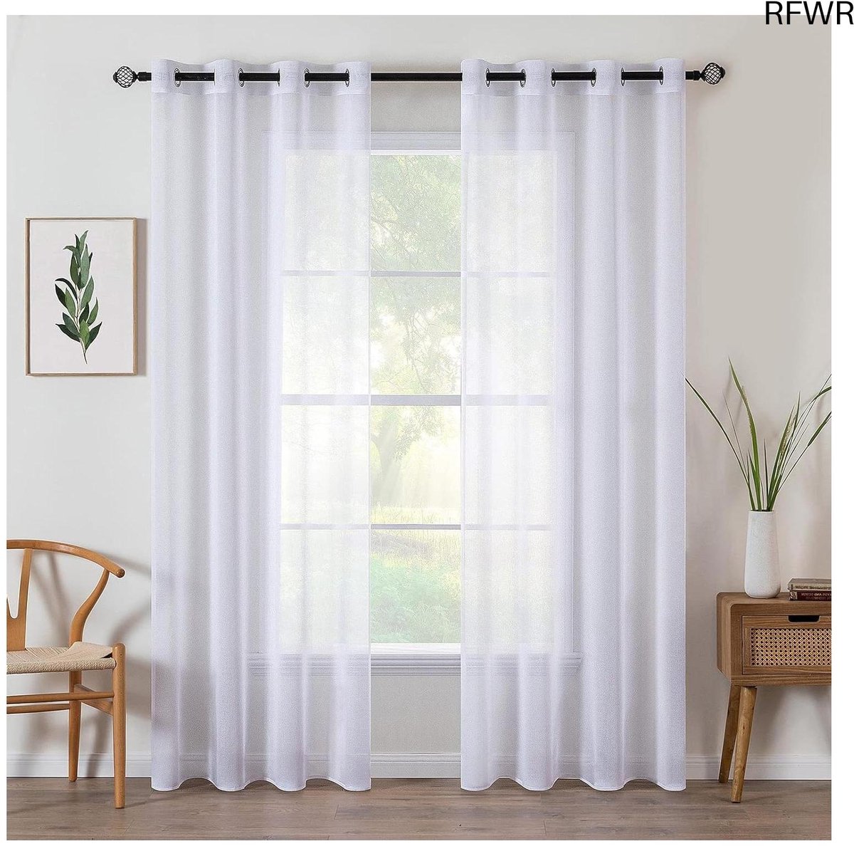 RFWR® Transparante voilegordijnen set van 2, 140 x 235 cm, polyester vitrage voor slaapkamer en woonkamer