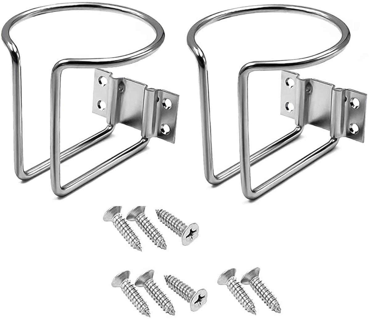 Bekerhouder voor boot - universele roestvrijstalen bekerhouder - 2 stuks - zilver