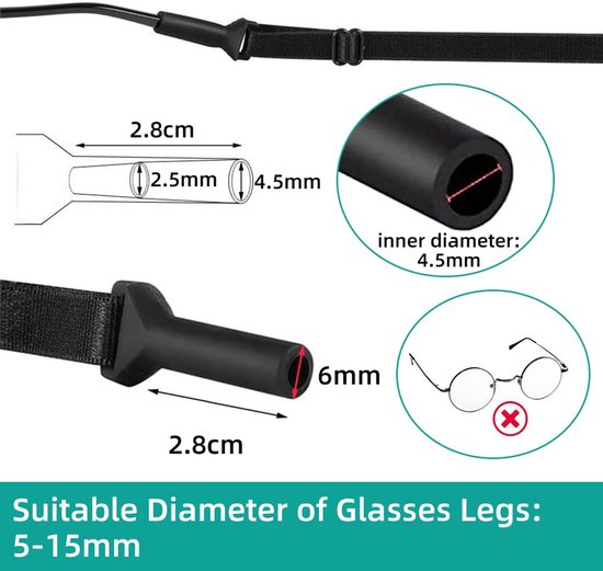 8 Stuks Elastische Verstelbare Kinder Brillenkoorden - Antislip Sport Brilbanden - Geschikt voor Alle Brilsoorten - Meerkleurige Slingers voor Jeugdbrillen