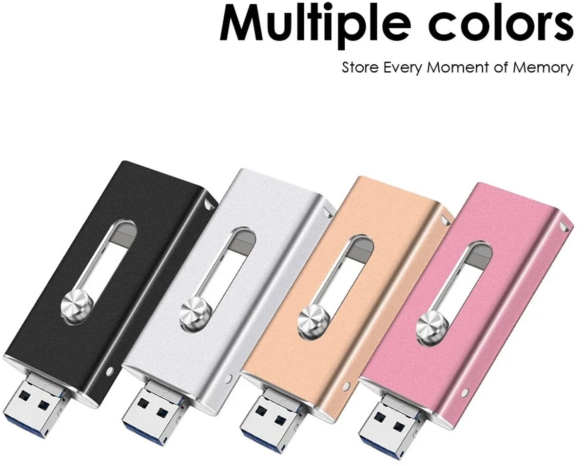 OTG USB Stick Voor Android En IOS 512 GB USB-stick Voor IPhone & Android – 4 -in-1, OTG, Back-up Met één Klik, Snelle Overdracht Externe Opslag USB-C