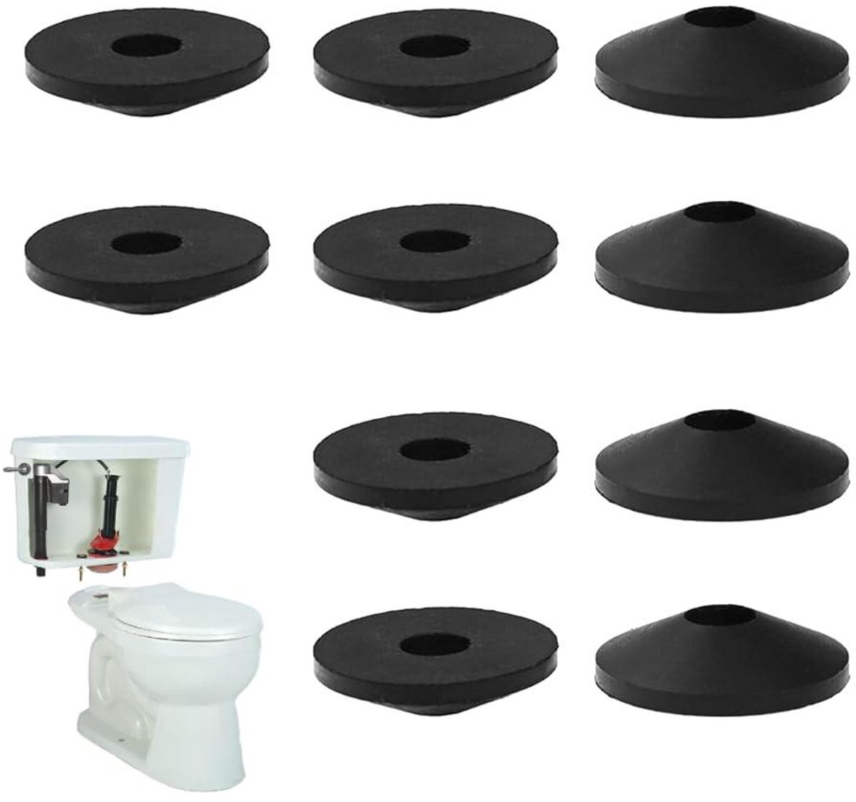 Allecto Plus - Universele Toilet Cisterne Seal Wasmachines Set | 10 stuks | Antislip Rubberen Afdichting | 6mm | Voor Toilet Reparatie