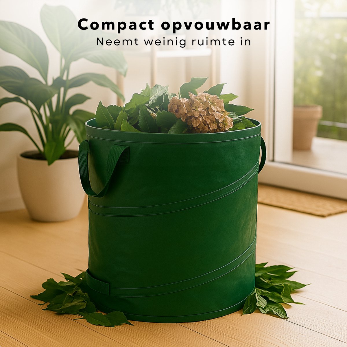 Cheqo® Opvouwbare XXL Tuinafvalzak - Opvouwbare afvalzak - Afvalzakken - Prullenbak - Tuinzak - Wasmand - Tuinafval Zak - Bladzakken - Grote Zak met Hengsels - Duurzaam en Handig — cadeau in Cadeau-ideeën - foto 4