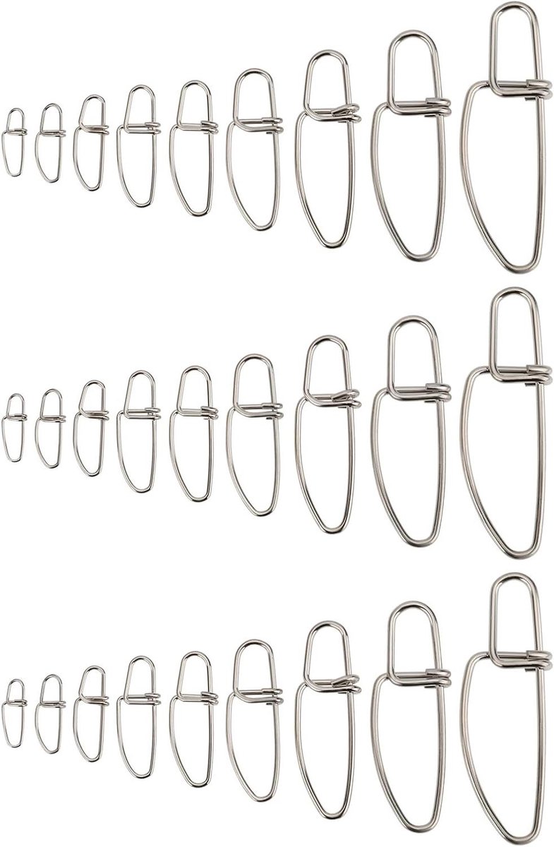 Allecto Plus - RVS Vissen Snaps Duo Lock Snap Set - Voor Zoutwater en Zoetwater - Verschillende Maten - Zilver - 180 Stuks