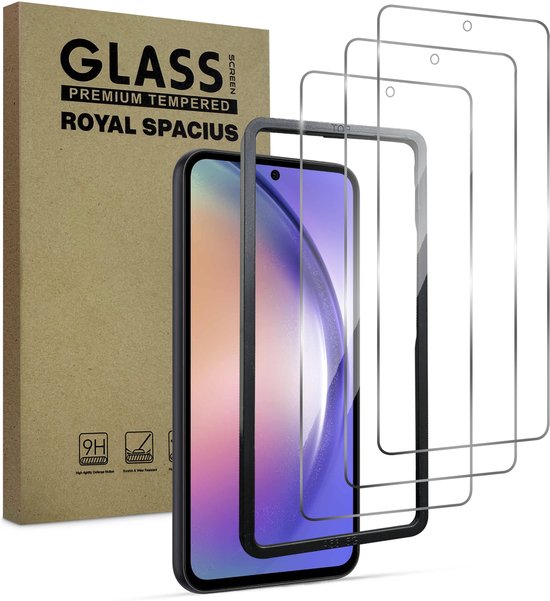 Screenprotector Samsung Galaxy A54 – 3x Gehard Glas, Krasbestendig, Transparant, Met Uitlijn Tool