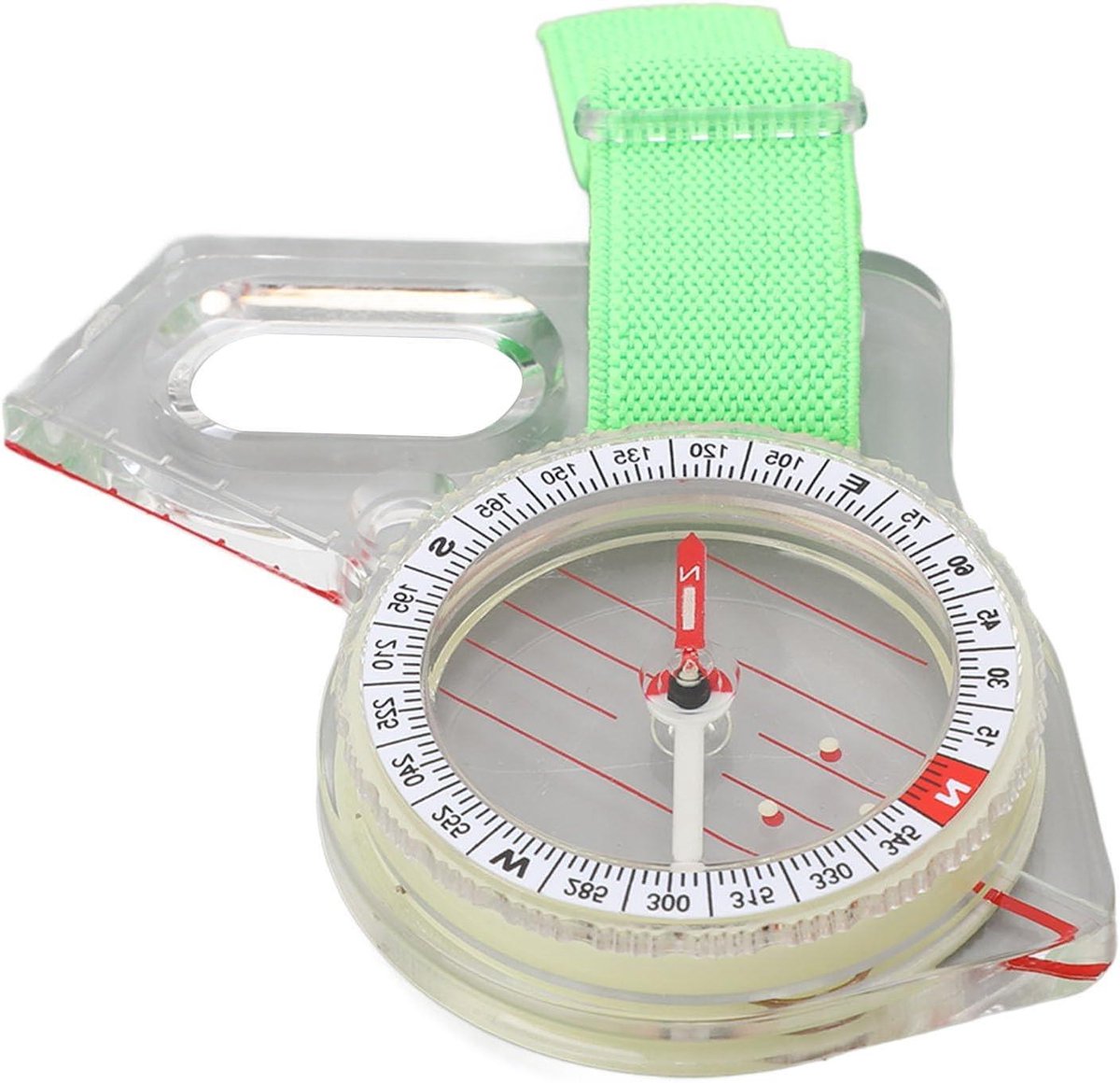 Inovra Plus - Lichtgevend Oriëntatiekompas van Acryl en Nylon voor Kamperen, Wandelen en Kaartlezen - Veelzijdig Navigatiehulpmiddel met Licht emissie - Outdoor Oriëntatieapparaat met Glow-in-the-dark functie