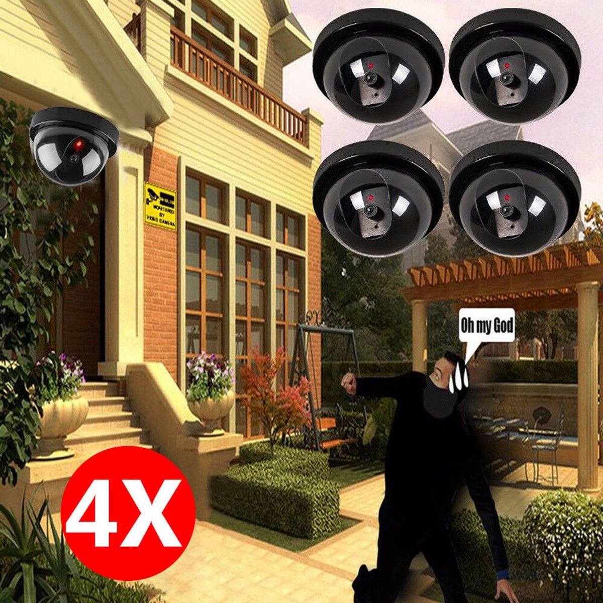 HiCHiCO® Dummy camera – Beveiligingscamera binnendoor met rood knipperend led indicator 4Pcs