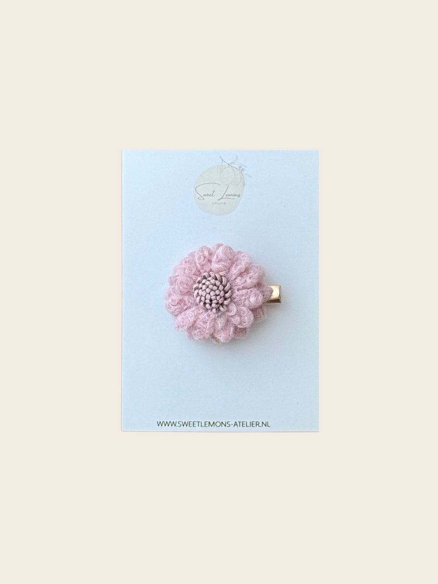 Wool Flower Haarspeldje - Roze - Baby Haarspeldjes - Haaraccessoires voor Meisjes - Haarspeldjes voor Kinderen - Handgemaakt