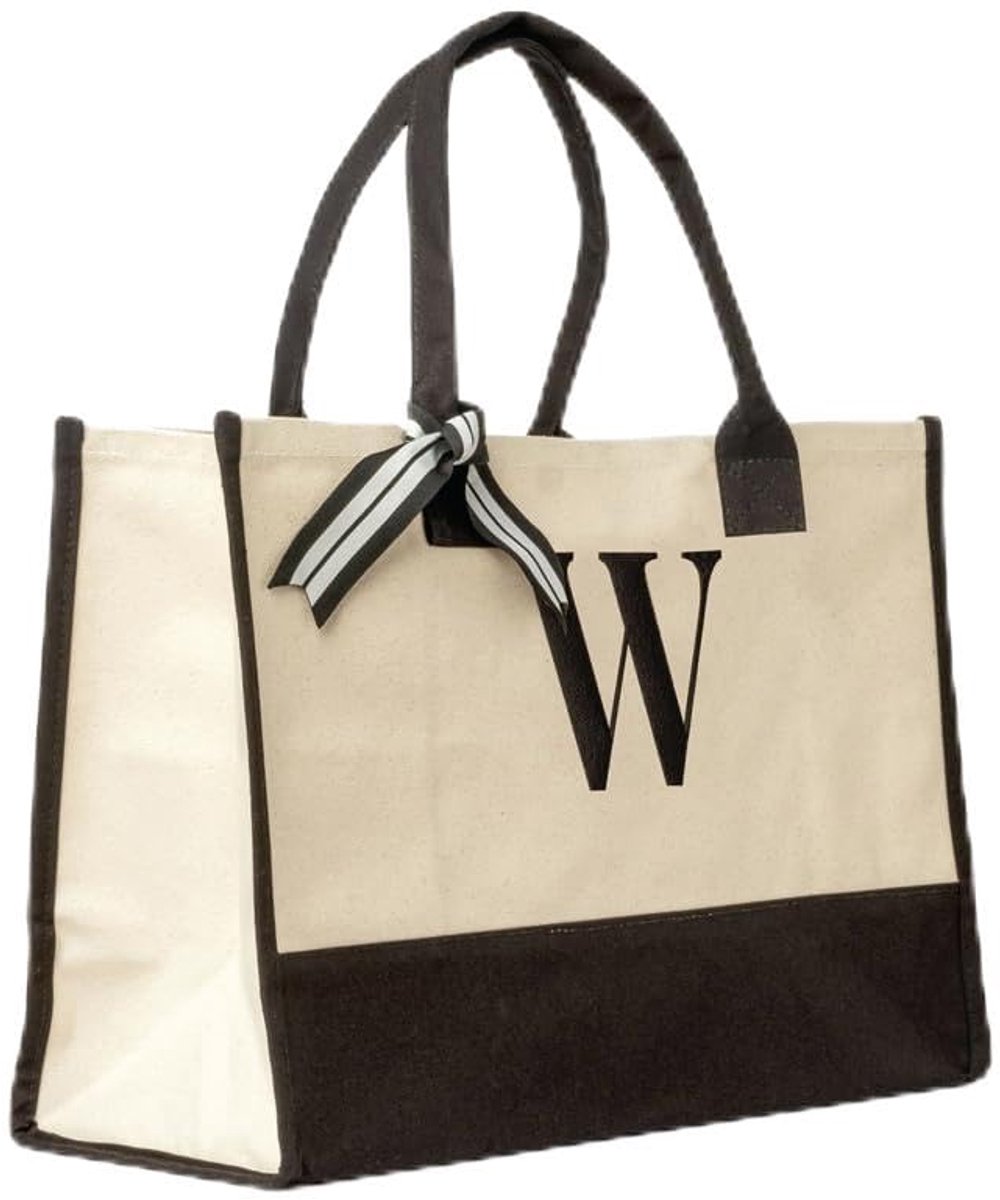 Ibenzoa® Stijlvolle gepersonaliseerde canvas tas met robuuste bodem en monogram optie voor dagelijks gebruik