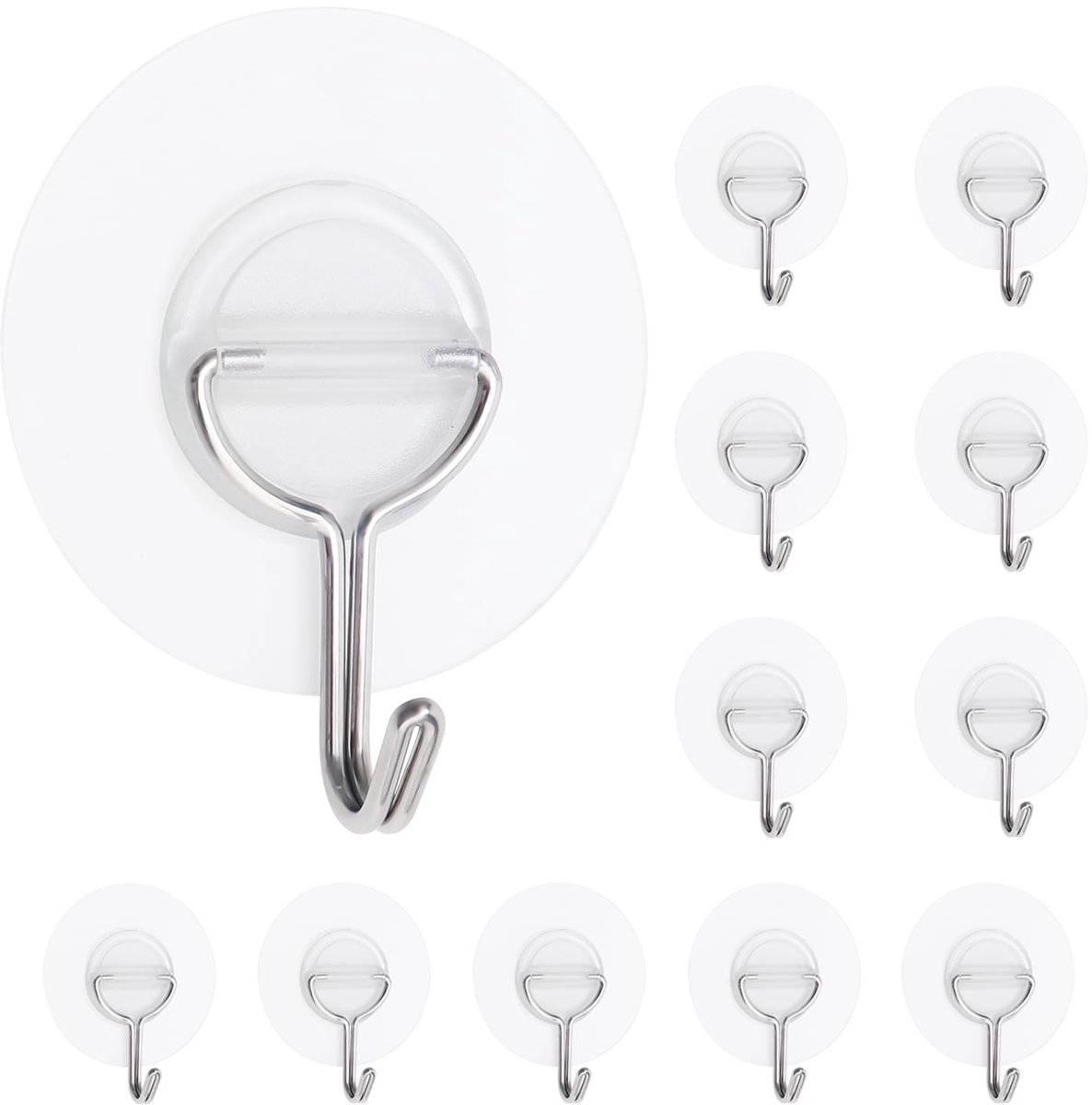 Ibenzoa® Set van 12 Zelfklevende Transparante Wandhaken voor Badkamer en Keuken