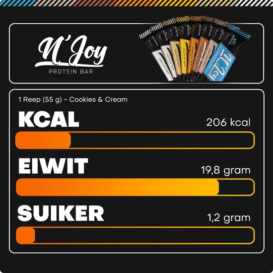 XXL Nutrition - N'Joy Protein Bar - 20 Gram Eiwit - Eiwitrepen & -snacks, Proteine Repen - Smeuďge Eiwit Reep én Hoog in Eiwit - Diverse Smaken - Peanut Butter & Caramel - 15 Pack van XXL Nutrition — afbeelding 3