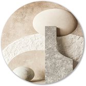 Abstracte vormen Japandi stijl - Abstractie muurcirkel - Wandschalen cirkel - Japandi - Forex wanddecoratie - Kantoor decoratie accessoires - Muurcirkel forex 100x100 cm