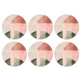Sous-verres de verre - Rond - Cercle - Abstrait - Rose - 10x10 cm - Dessous de verre - 6 pièces