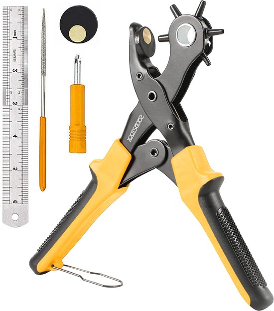 Foto: Solidstock professionele gaatjestang voor riem met gratis meetlat ponstang revolvertang