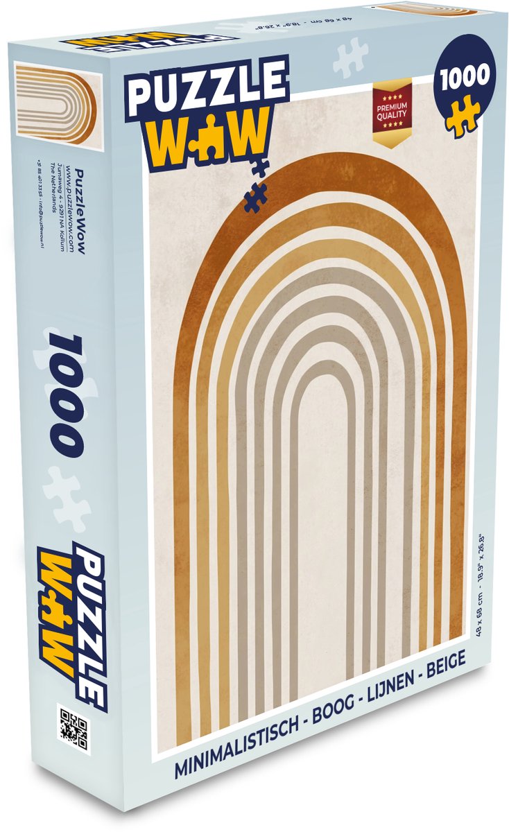 Puzzel Minimalistisch - Boog - Lijnen - Beige - Legpuzzel - Puzzel 1000 stukjes volwassenen