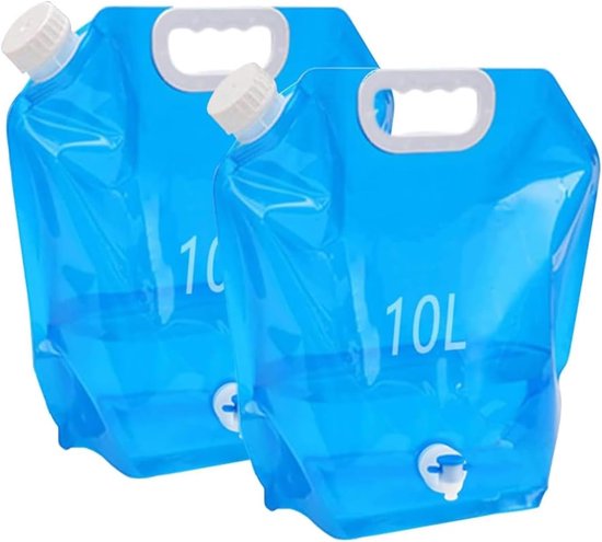 Foldable Water Canister with Tap, 10 Litres, 2 Lids, BPA Free, Foldable Faucet, Foldable Canister, Drinking Water, Portable Water Tank for Indoor, Camping, Outdoor, Travel, BBQ, Water Storage