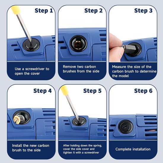 Koolborstels 10 X - Koolborstels Zaagtafel - Universele Koolborstels - Koolborstelset - Power Tool Carbon Borstels Vervanging - 10 Maten - Voor Een Elektromotor, Boormachines, Hoekslijpers, Schuurmachines - Reserveonderdelen Voor Elektromotor