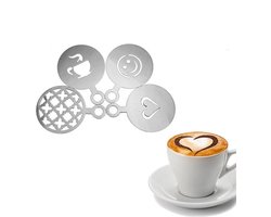 Koffie Decoratie Herbruikbare Stencils - 4 Stuks - Templates - Barista - Cappuccino Cacao sjabloon - Cappuccino Sjablonen - Koffie Decoratie Mal - Latte Art - Poeder Figuren - Sjablonen - Garneergerei - 12 x 8.5 cm - Knutselen - Decoratie - Accessoir