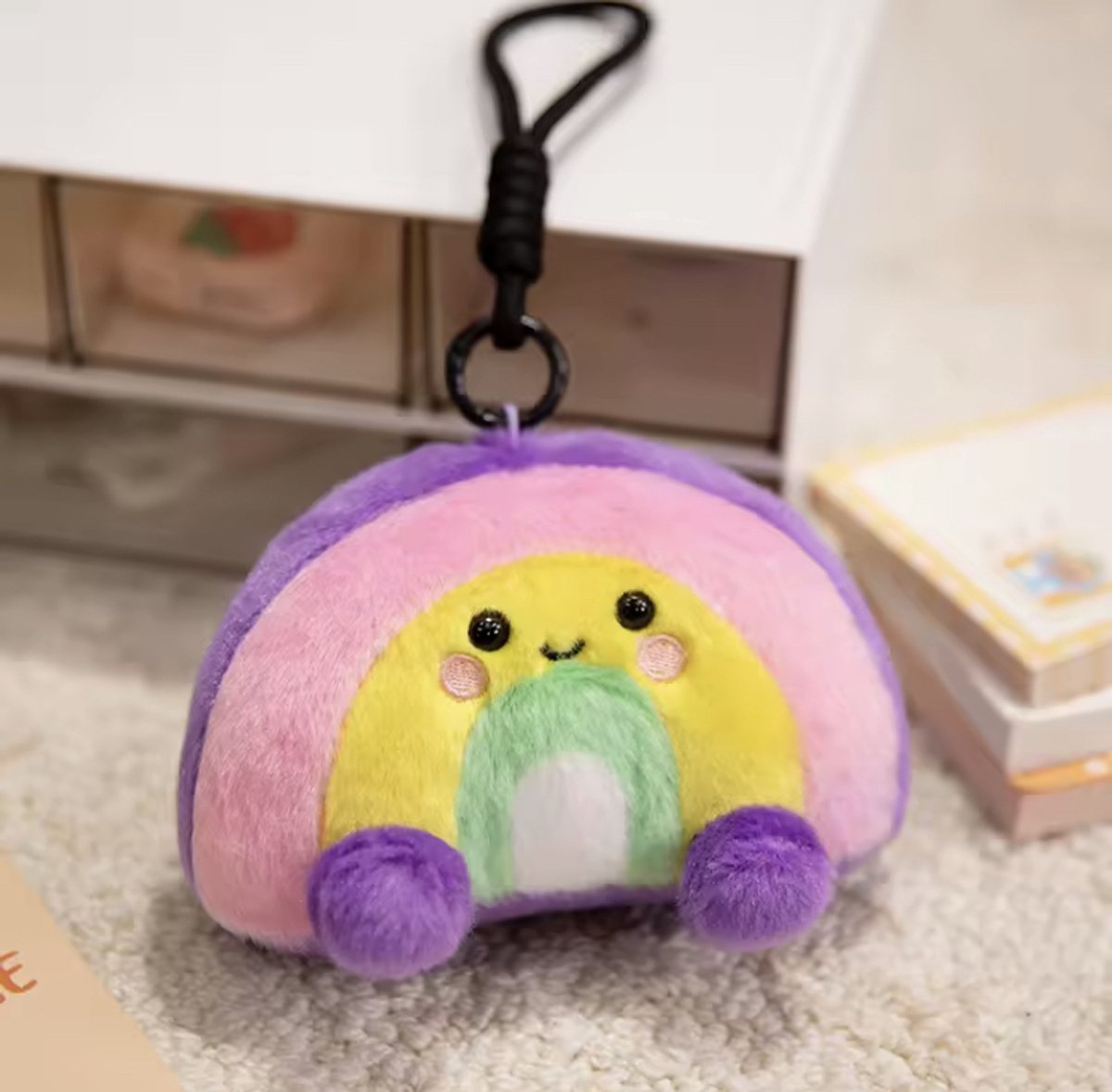 Creasowl® - Pluche Sleutelhanger Kawaii Regenboog – 12 cm – Zachte Rainbow Sleutelhanger – Kawaii Tas Hanger – Schattige Accessoire voor Jong en Oud