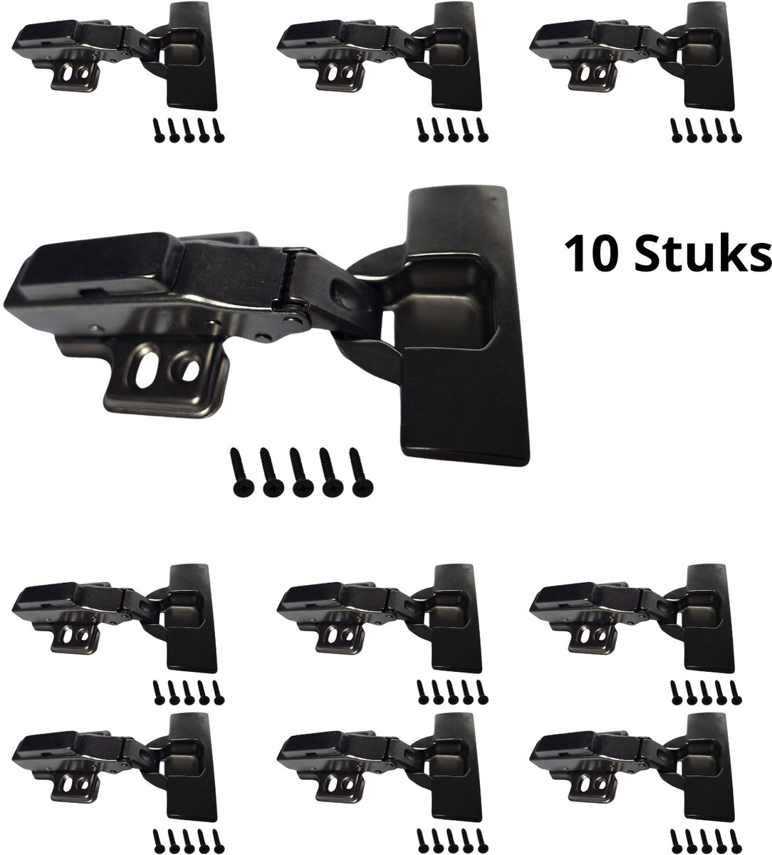 10x Hoexs Softclose Scharnier Voorliggend Zwart | Meubelscharnieren 110° | Geruisloos & Verstelbaar