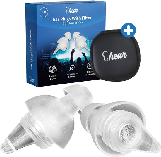 Siliconen Festival Oordopjes voor Volwassenen – Party Oordoppen Transparant – Earplugs 23dB – Gehoorbescherming Muziek Concerten – Oorbescherming