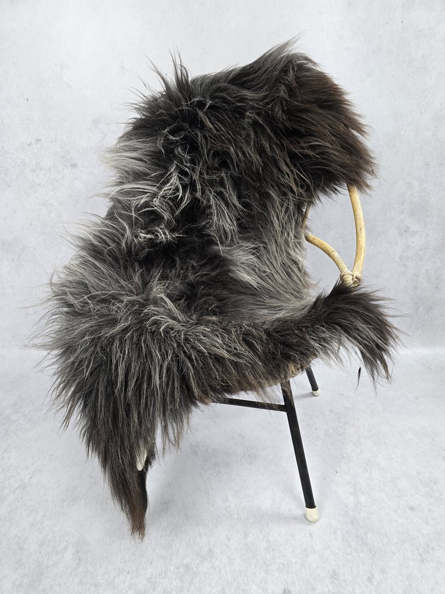 Schapenvacht- Exclusieve collectie - Woondecoratie - Zwart Grijs - 100% natuurlijke wollen vacht - 120x80 cm