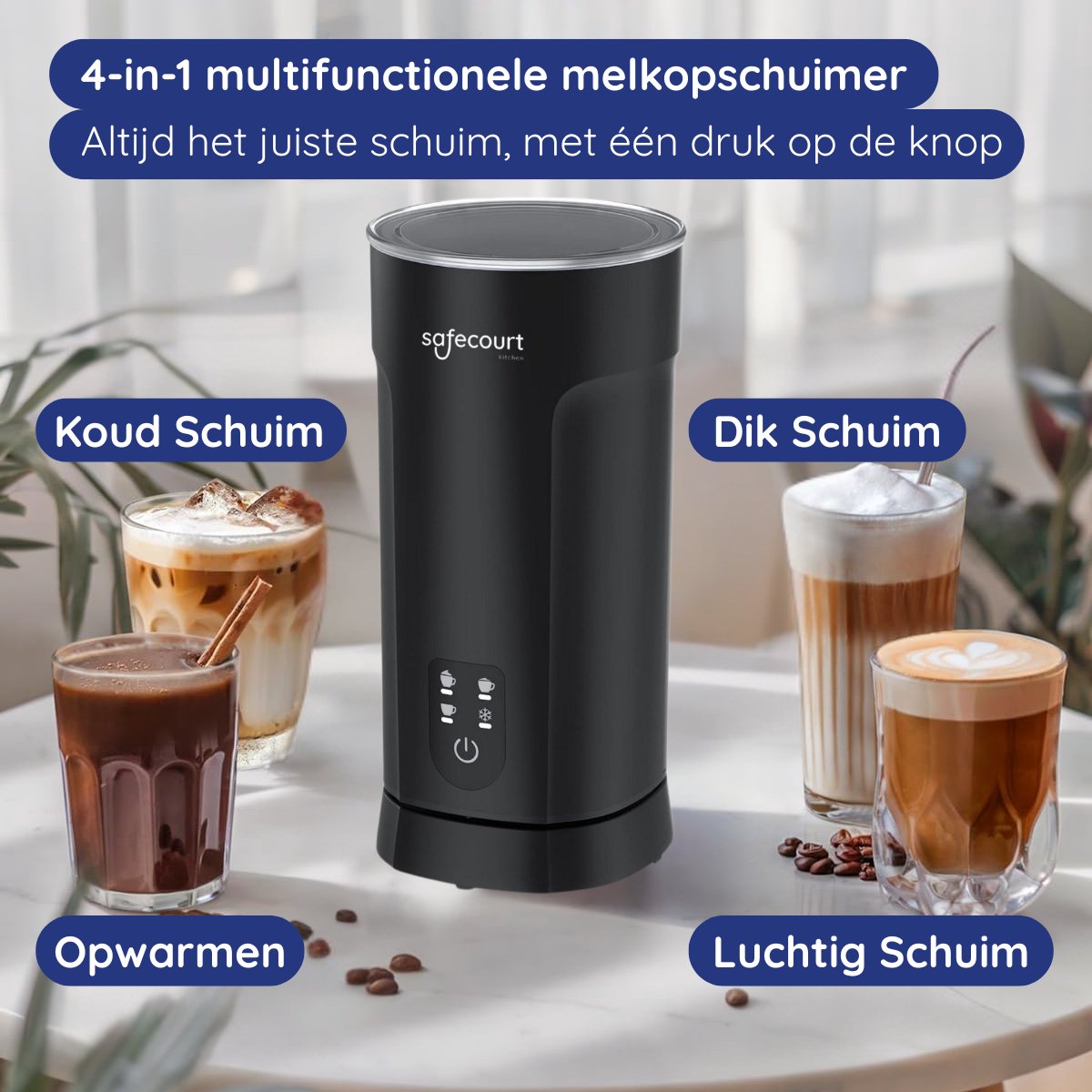 BRABANTIA BBEK1047 Melkopschuimer Zwart