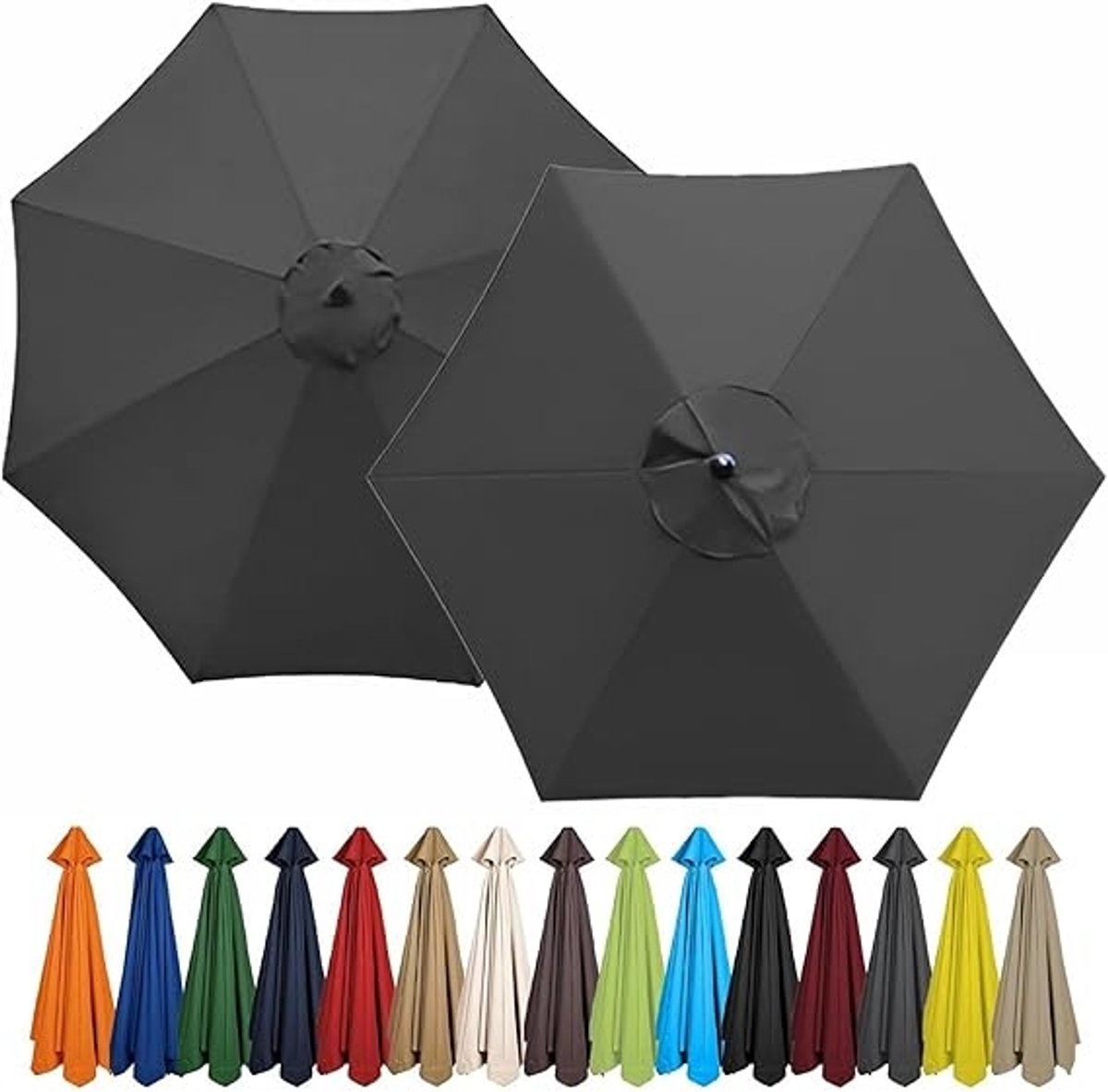 Vervangingsdoek voor Parasol 2/2.3/2.7/2.8/3.0/3.5 m – 6/8 Baleinen, UV-bestendig Polyester 50+, Kleurvast