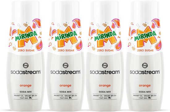 SodaStream Mirinda Zero siropen - Sinaasappel limonade smaak - Goed voor 36L bruisende drank - 4 stuks - 4x440ml