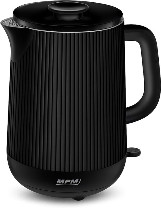MPM - Stille Dubbelwandige RVS Waterkoker - 1,7 Liter - 1800W - Coolwall Zwart
