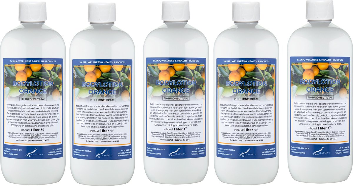 Bodylotion Orange 1 Liter - set van 5 stuks - Voordeelverpakking
