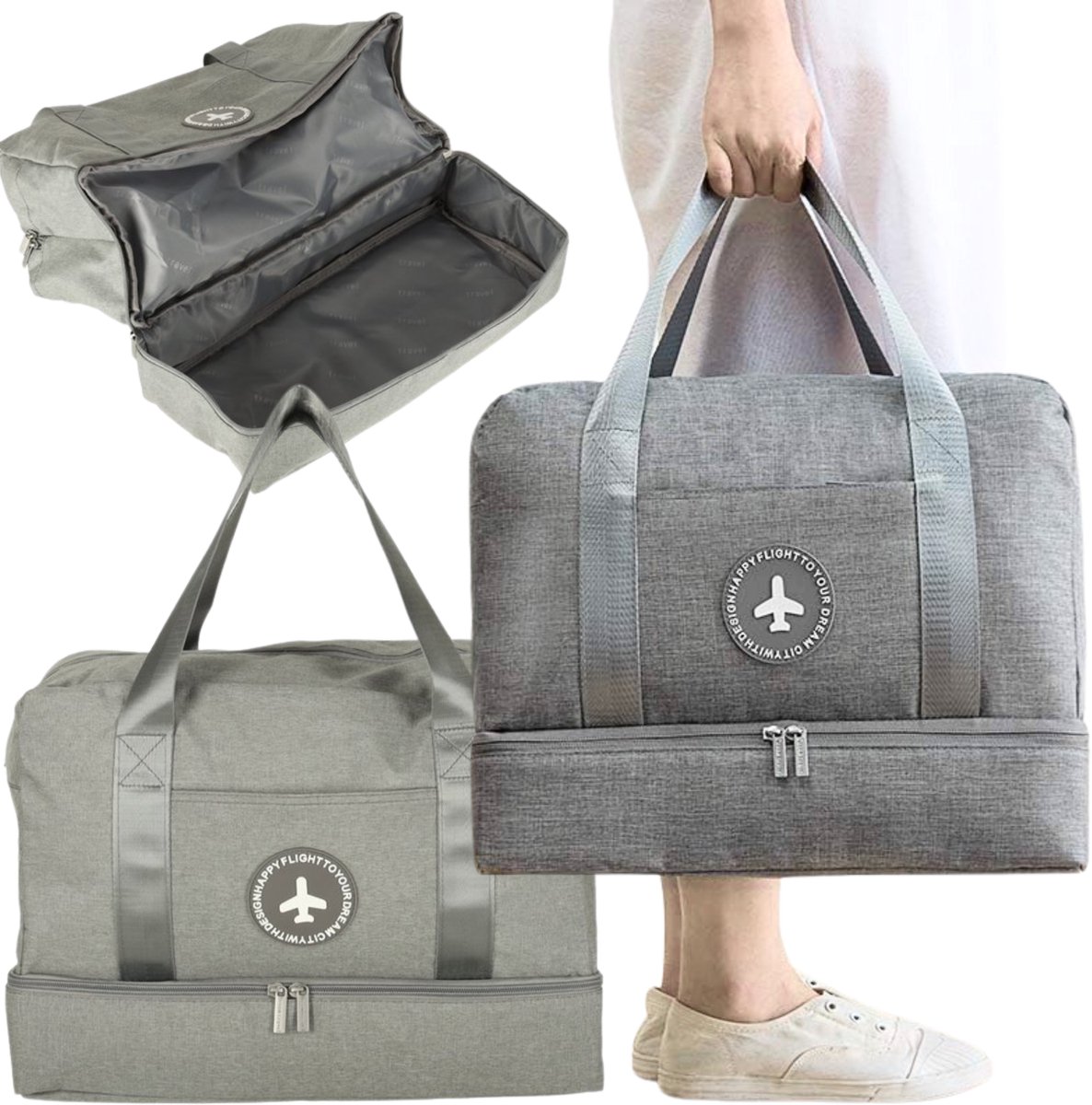 Handbagage - Reistas - Geschikt als Underseaters - 40x30x20 cm - Maximale Formaat Underseater - Grijs