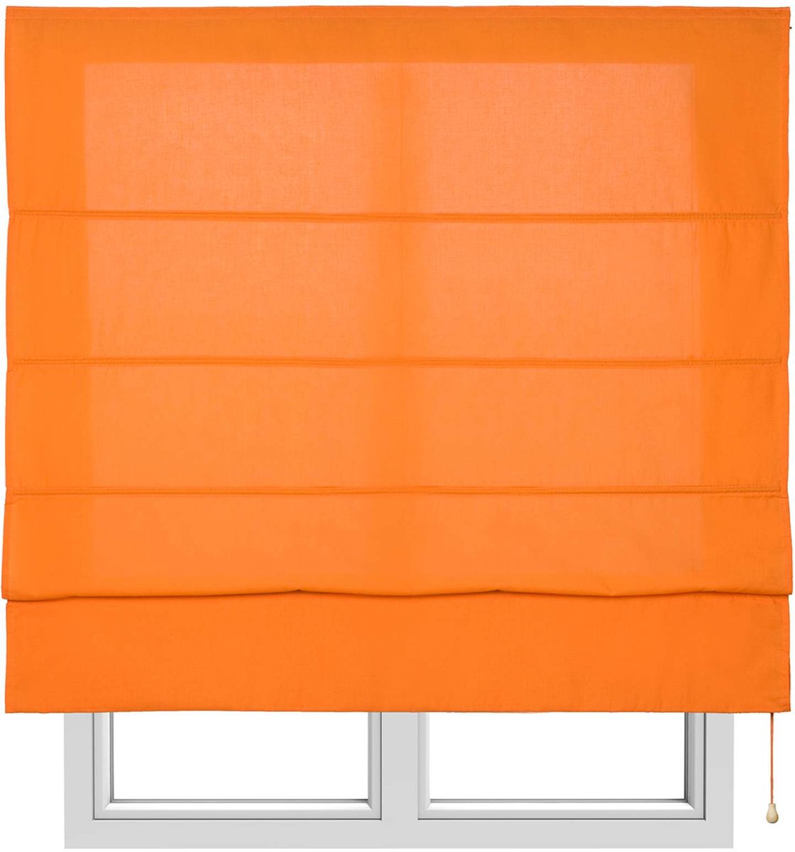 Storesdeco Vouwgordijn met stokken, textiel doorschijnend rolgordijn Oranje, 90x175 cm Orange