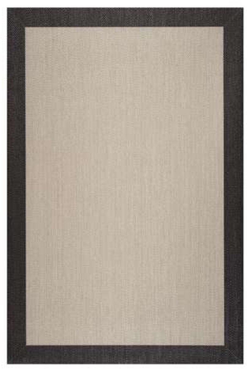 Storesdeco Premium vinyl vloerkleed, antislip, binnen/buiten – beige-zwart , 80 x 150 cm